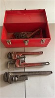 Toolbox with Pipe Wrenches