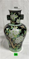 Vtg Black Chinese Famille Verte Archaic Porcelain