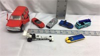 F8) LOT OF PLAY TOYS, TRUCKS & CARS