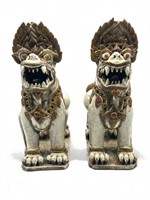 Pair of vintage pottery foo dog statues
12” h.