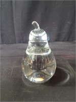 Signed glass pear paperweight