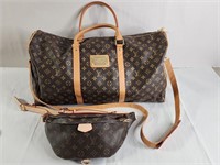 Designer style duffel bag & crossbody/fanny