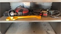 Drill, Extension Cord Reel, Scroller Saw, Contents