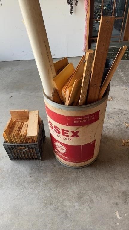 Barrel of Wood and PVC Pipe