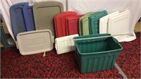 NW)  variety of tote lids, and a tote with no lid.