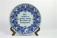 Delft Collectors Plate - "Oude Spreuken"