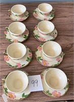Dessert Rose 8 Cups and Saucer Lot