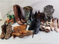 Collection of high heels, boots, various sizes