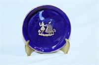 Small Blue and Gold Gilted Trinket Plate