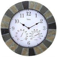 Lily's Home Hanging Wall Clock, Includes a Thermom