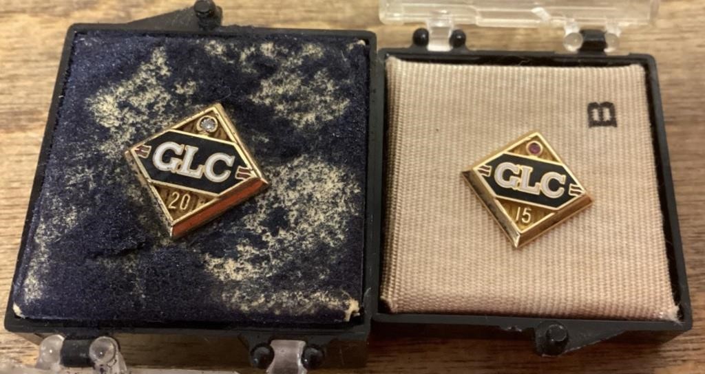 2 gold service award pins