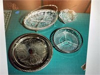 Silver Plated and Glass Serving Trays