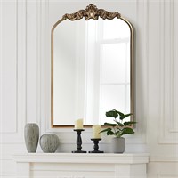 OUSHUAI Gold Antique Mirror,Arched Bathroom Mirror