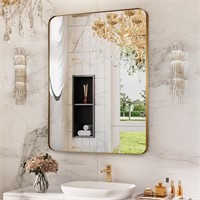 MIRROTREND 22x30 Inch Brushed Gold Mirror for Bath