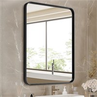 Sweetcrispy Black Matte Metal Framed Bathroom Mirr