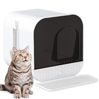 Fhiny Large Cat Litter Box with Lid, Enclosed Desi