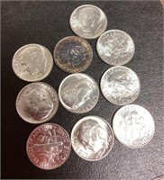 10 uncirculated 1961 silver dimes