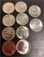 10 uncirculated 1961 silver dimes