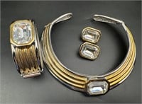 Vintage heavy choker, bracelet, earrings