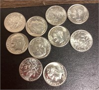 10 uncirculated 1963 silver dimes