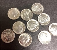 10 uncirculated 1963 silver dimes