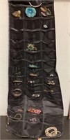 Costume jewelry lot + hanging organizer