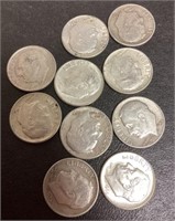 10 1953-1964 silver dimes