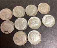10 1952-1964 silver dimes