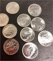 10 uncirculated 1960 silver dimes