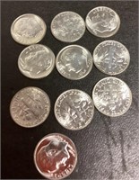 10 uncirculated 1960 silver dimes