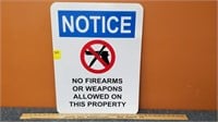 Notice No Firearms Allowed Sign