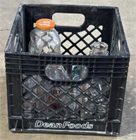 (M) Crate with Advertising Bottles & more