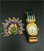 Vintage Swoboda brooch and Marcel Boucher watch