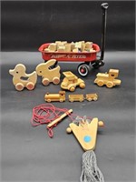 Children's Wooden Toys plus Radio Flyer Wagon.