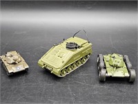 (3) Vintage Metal Army Toy Tanks