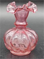 Vintage Fenton Cranberry Glass Ruffled 6.5in Vase