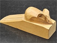 Hand Carved Wooden Mouse Doorstopper from England