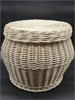 White Wicker Hamper w/ Lid