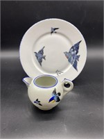 (2) Bluebird Plate & Creamer from Austria & Japan