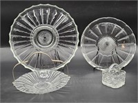 (4) Mismatched Vintage Pressed Clear Glass:
