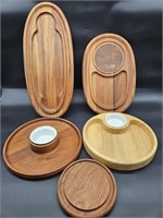 (5) Wooden Serving / Cheese & Cracker Trays