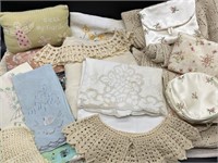 Large Lot Assorted Linens: Embroidery, Battenburg,