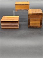 (3) Wooden Boxes, 2 are Hinged Lid