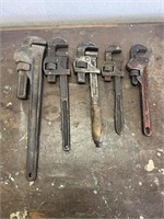 (5) Assorted Pipe Wrenches