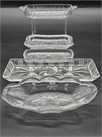 Clear Glass Butter Dishes,Cracker Tray, & Nut Dish