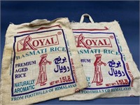 (2) Burlap Rice Bags with Zipper & Handle