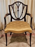 Vintage Shield Back Armchair w/ Gold Upholstery