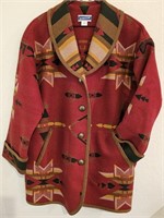 Ladies Southwestern Style Pendleton Wool Coat, Lg.