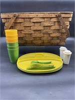 Picnic Basket w/ Flip Top & Contents, as pictured