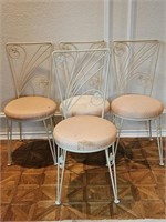 (4) Vintage White Metal Ice Cream Parlor Chairs.